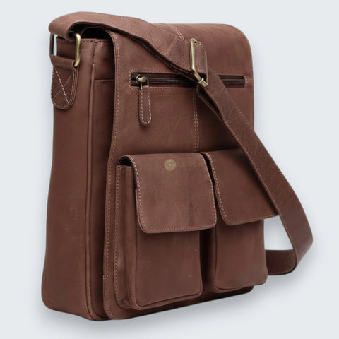 Genuine Men Leather Multi-purpose Utility Sling Messenger Bag