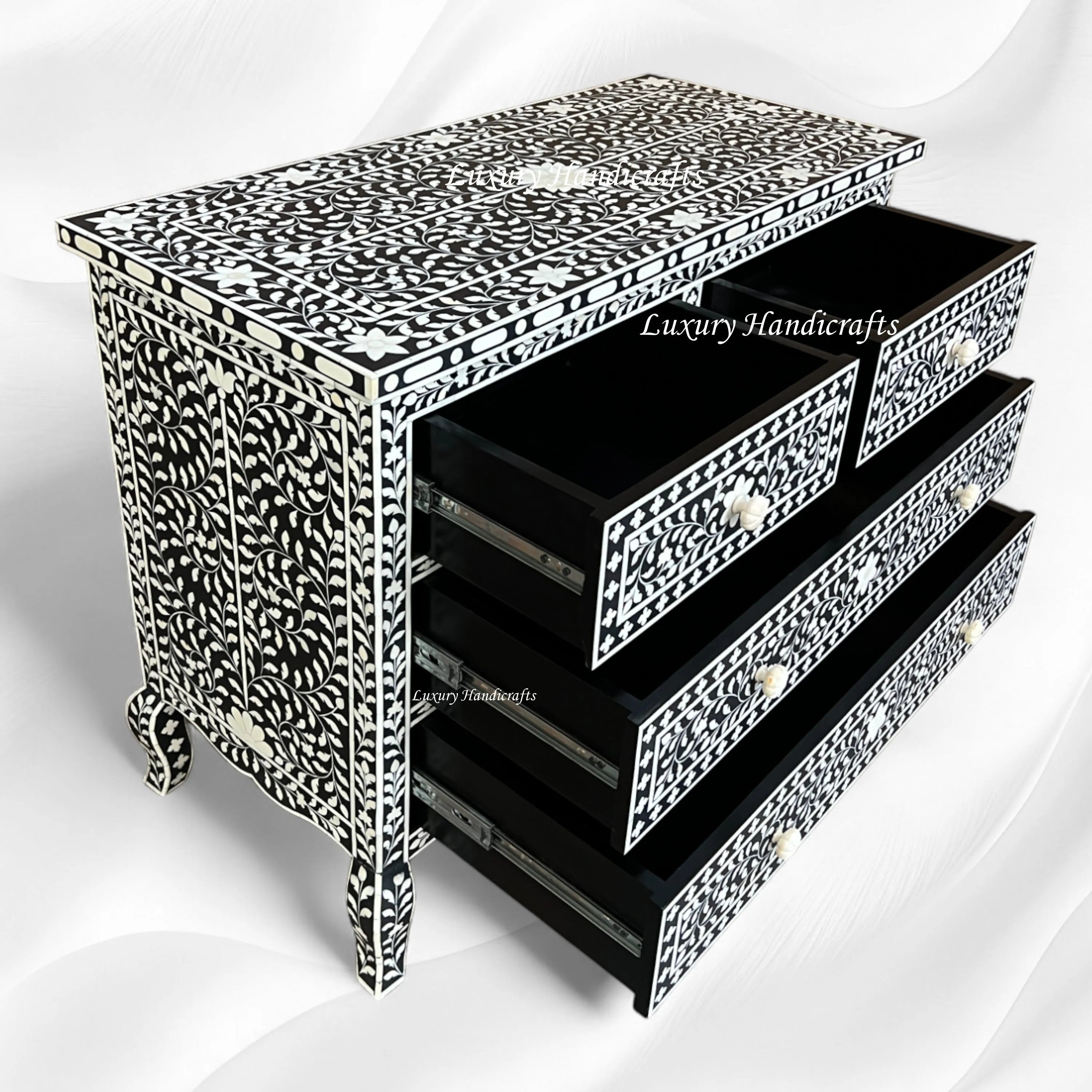 Grace Bone Inlay 4 Drawer Dresser Black 2