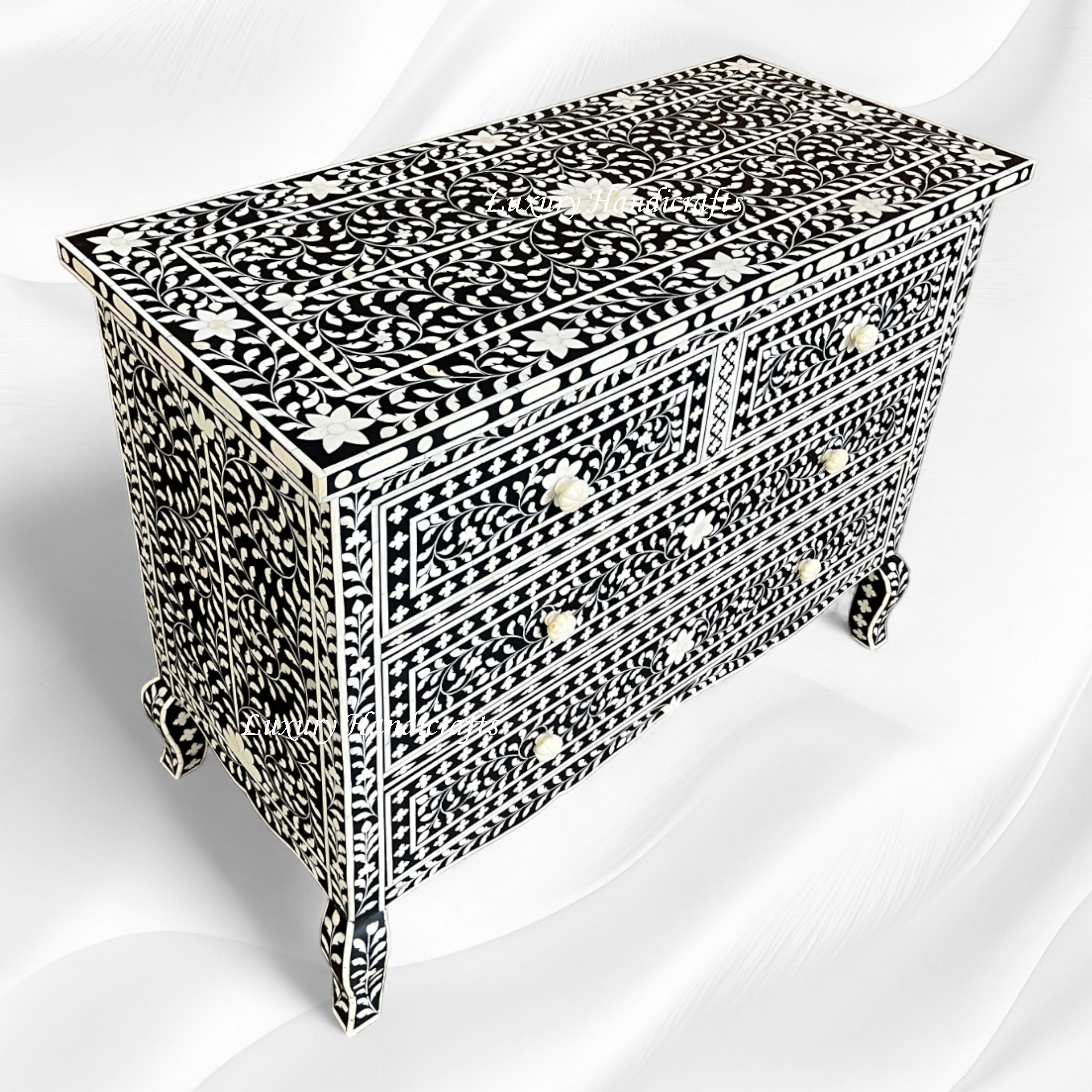 Grace Bone Inlay 4 Drawer Dresser Black 1