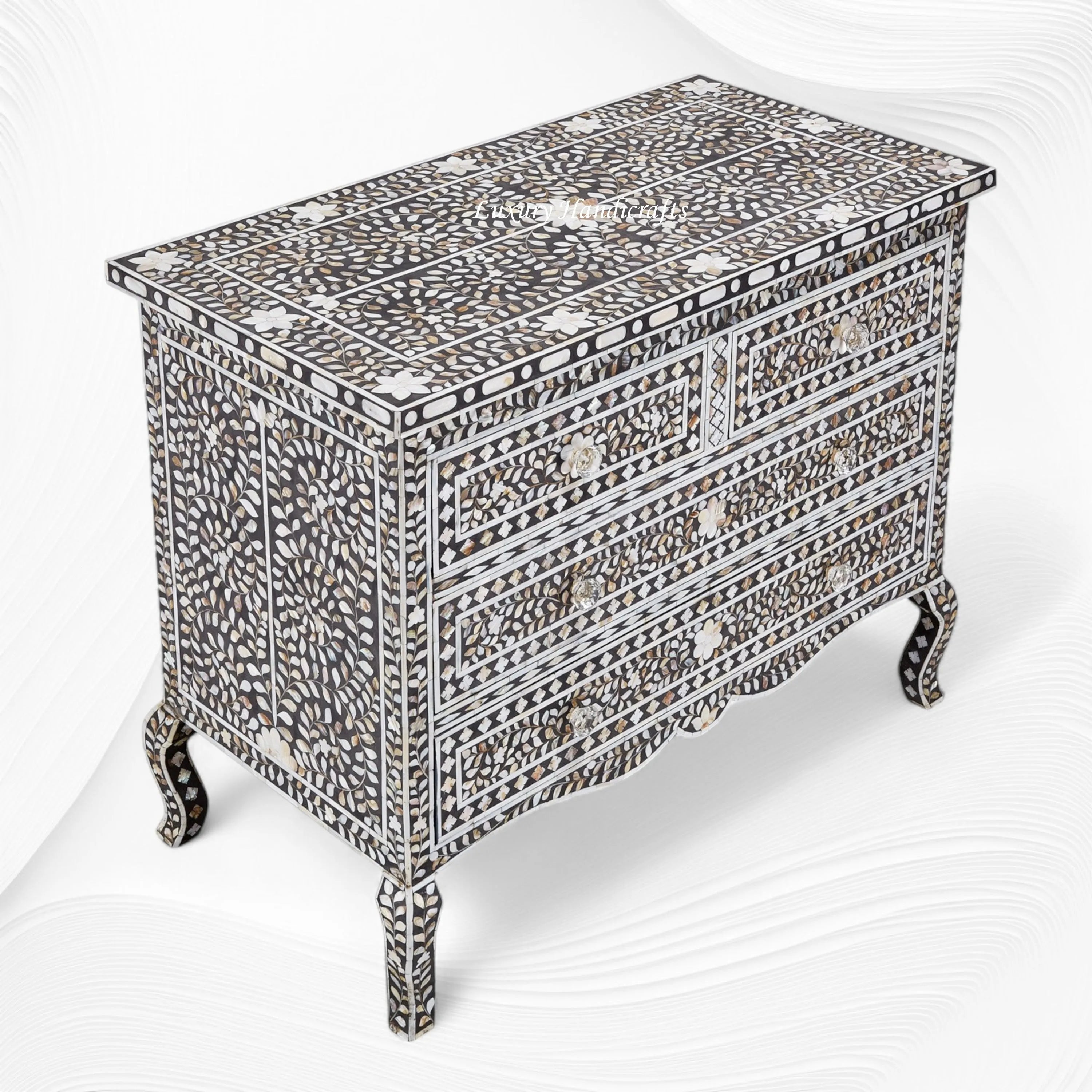 Grace Mother of Pearl Inlay 4 Drawer Dresser Black 1