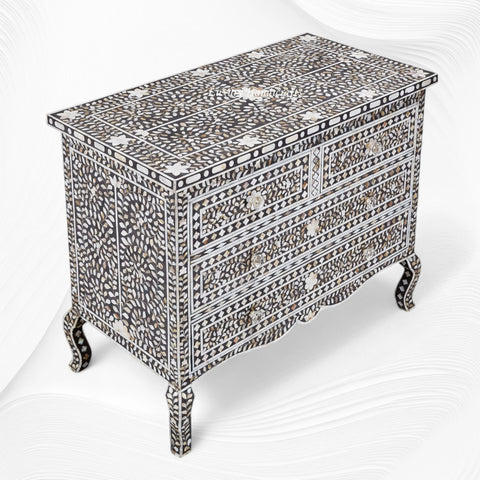 Grace Mother of Pearl Inlay 4 Drawer Dresser Black 1