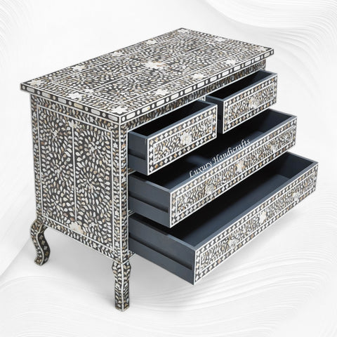 Grace Mother of Pearl Inlay 4 Drawer Dresser Black 2