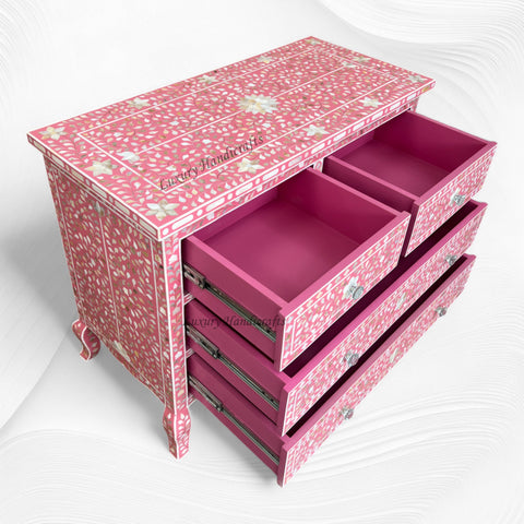 Grace Mother of Pearl Inlay 4 Drawer Dresser Pink Lakecity Handicrafts Grace Mother of Pearl Inlay 4 Drawer Dresser Pink Lakecity Handicrafts