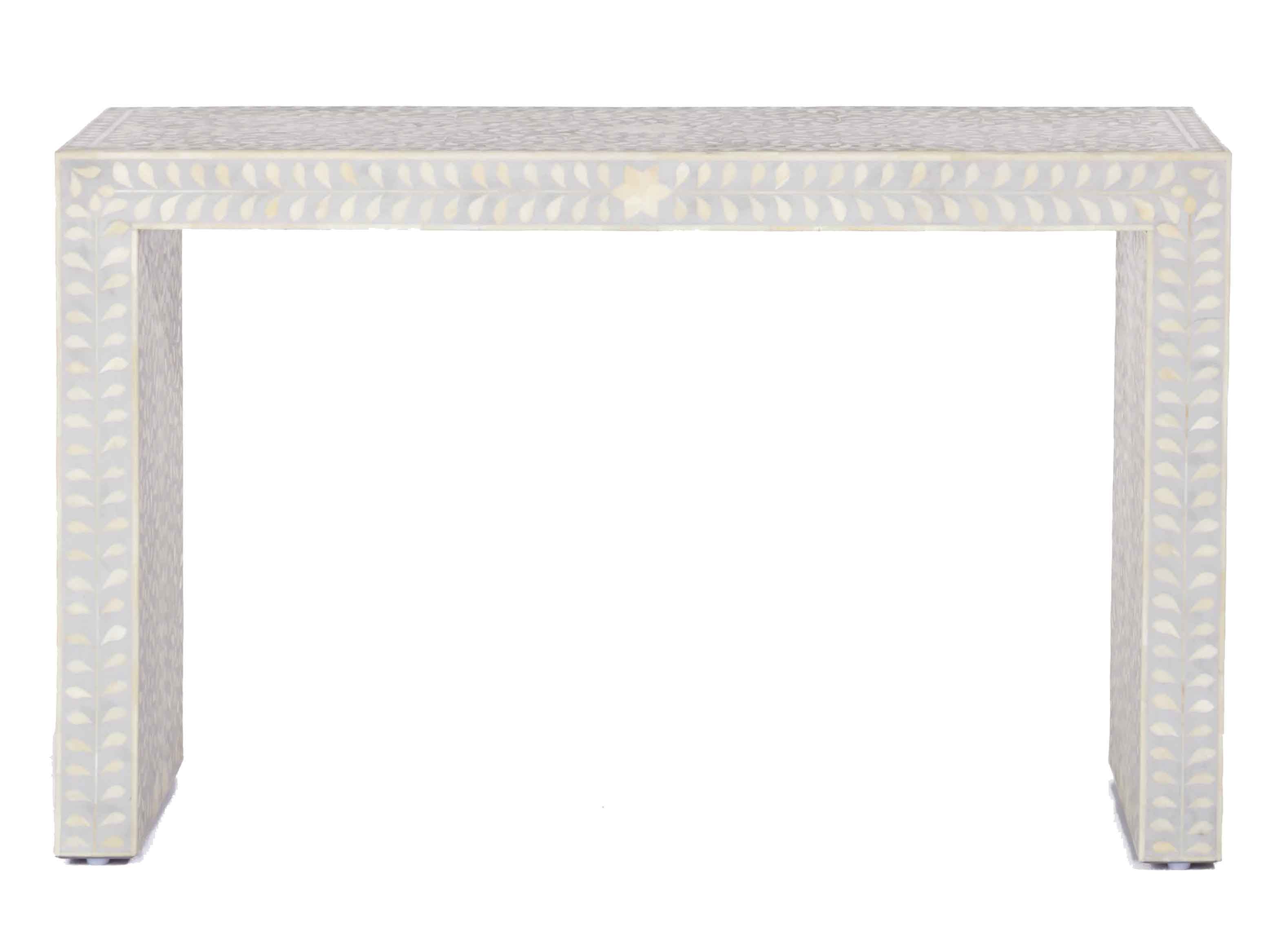Bone Inlay Floral Console Table Grey 2