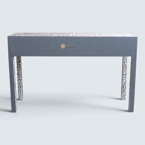 Grey Mother Of Pearl Inlay Floral 3 Drawer Console Table