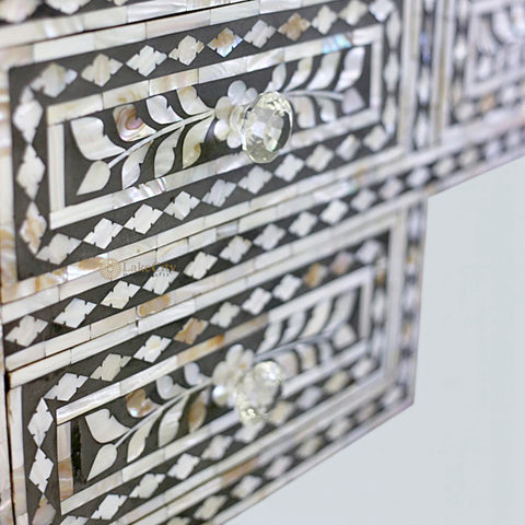 Grey Mother Of Pearl Inlay 5 Drawer Desk