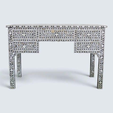 Grey Mother Of Pearl Inlay 5 Drawer Desk
