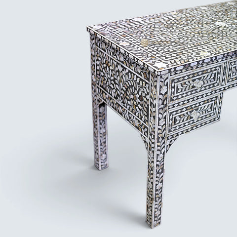 Grey Mother Of Pearl Inlay 5 Drawer Desk