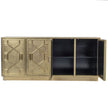 Hollywood Regency Hand Embossed Brass Metal 4 Door Cabinet 3