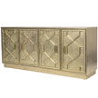 Hollywood Regency Hand Embossed Brass Metal 4 Door Cabinet 2