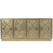 Hollywood Regency Hand Embossed Brass Metal 4 Door Cabinet 1