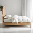 Hand-carved Craftology Palm Leaf Queen Bed Natural Brown | Wood Carved Bed Natural Frame Brown