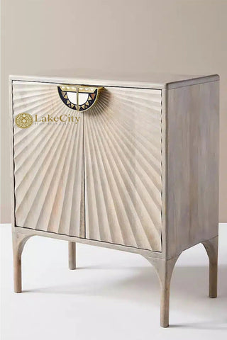 Hand-carved Daybreak Nightstand Table Grey | Hand-carved Daybreak Bedside Table Grey