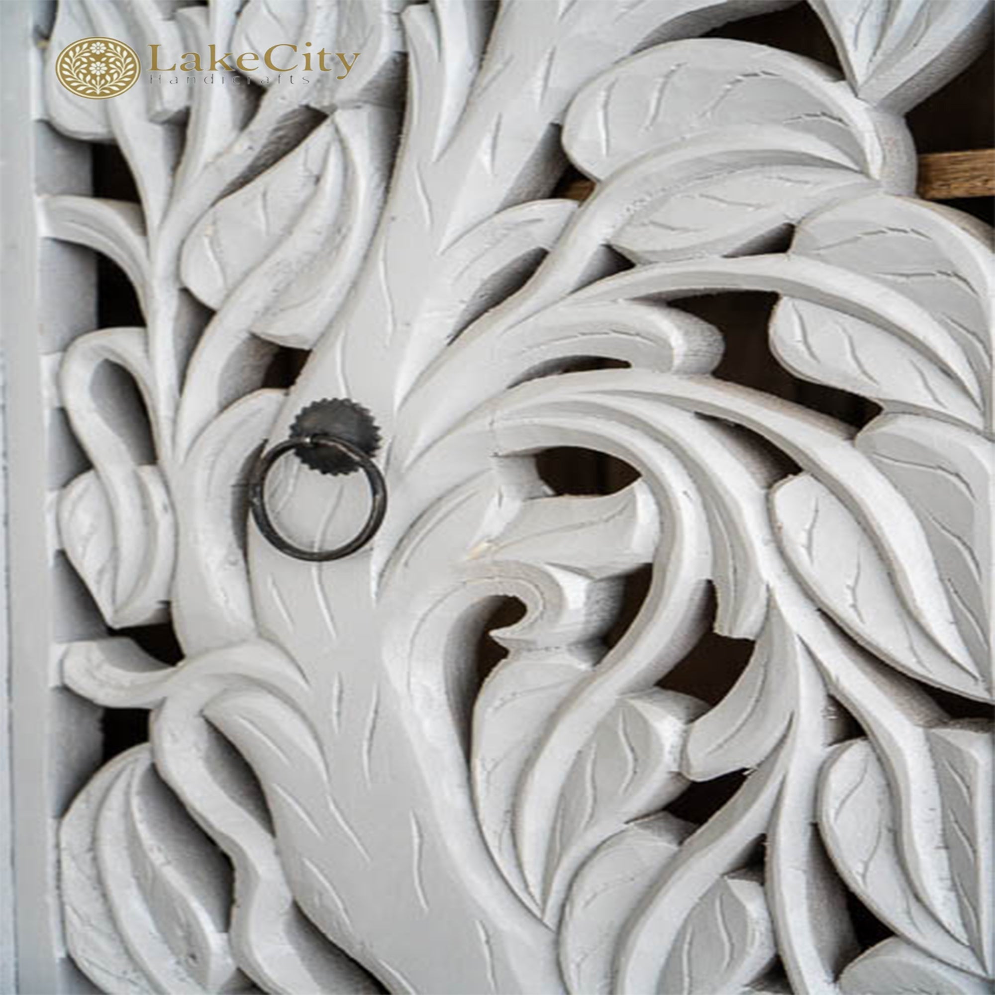 Hand-carved Elephants Design 2 Doors Armoire White | Hand-carved Elephants Design 2 Doors Wardrobe