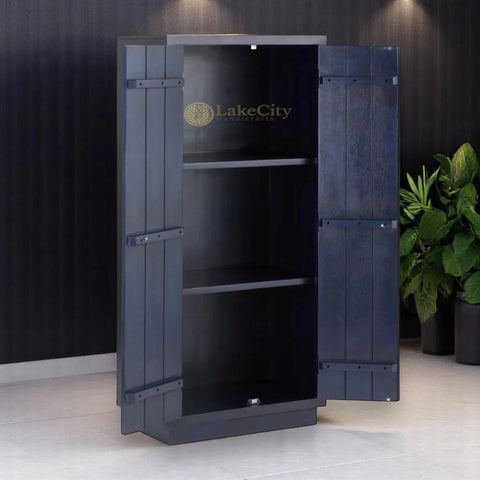 Hand-carved Fish-wave 2 Doors Armoire Black | Hand-carved Wood Fish-wave 2 Doors Wardrobe