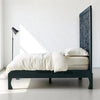 Hand-carved Lombok Bed Natural Blue | Wood Carved Bed Natural Frame Blue