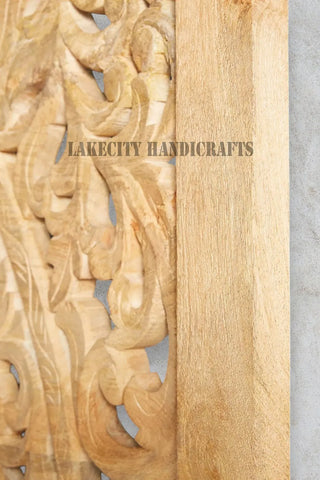 Hand-carved Lombok Bed Natural Brown | Wood Carved Bed Natural Frame