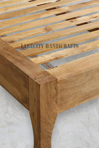 Hand-carved Lombok Bed Natural Brown | Wood Carved Bed Natural Frame