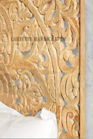 Hand-carved Lombok Bed Natural Brown | Wood Carved Bed Natural Frame