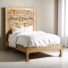Hand-carved Lombok Bed Natural Brown | Wood Carved Bed Natural Frame
