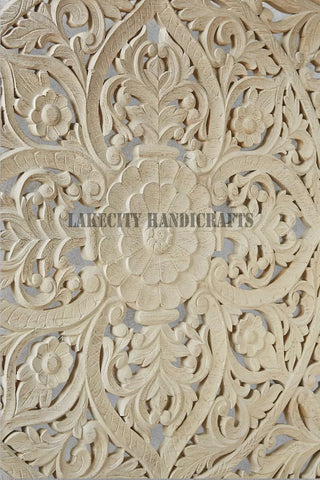 Hand-carved Lombok Bed Natural White | Wood Carved Bed Natural Frame