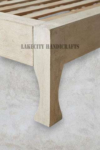 Hand-carved Lombok Bed Natural White | Wood Carved Bed Natural Frame