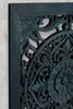 Hand-carved Low Lombok Bed Natural Blue | Wood Carved Bed Natural Frame Blue