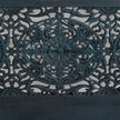 Hand-carved Low Lombok Bed Natural Blue | Wood Carved Bed Natural Frame Blue