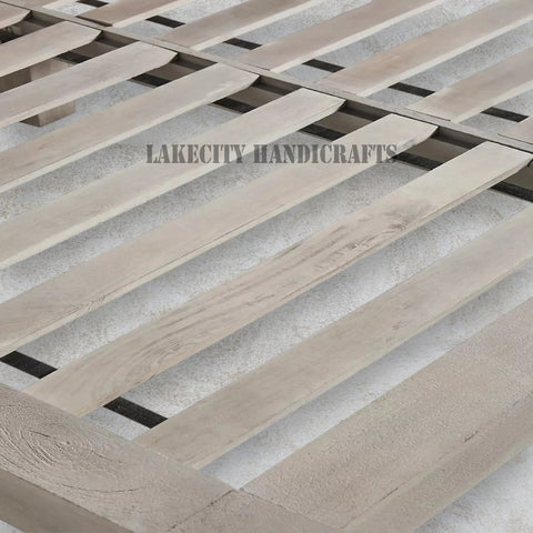 Hand-carved Low Lombok Bed Natural Grey | Wood Carved Bed Natural Frame Grey