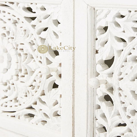 Hand-carved New York Lombok 2 Doors Media Unit White Main | Hand-carved New York Lombok 2 Doors Entertainment Unit White