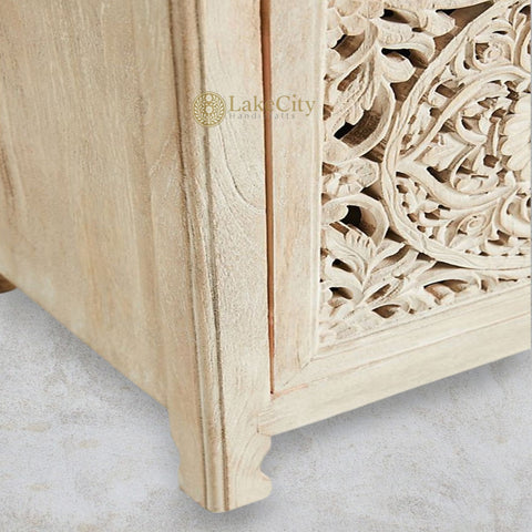 Hand-carved New York Lombok 3 Doors Media Unit Grey | Hand-carved New York Lombok 3 Doors Entertainment Unit Grey
