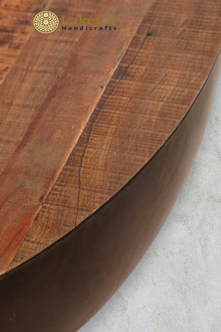 Hand-carved Semisfera Reclaimed Wood Coffee Table