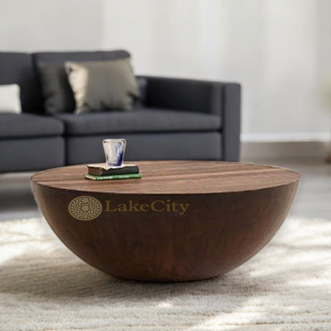 Hand-carved Semisfera Reclaimed Wood Coffee Table