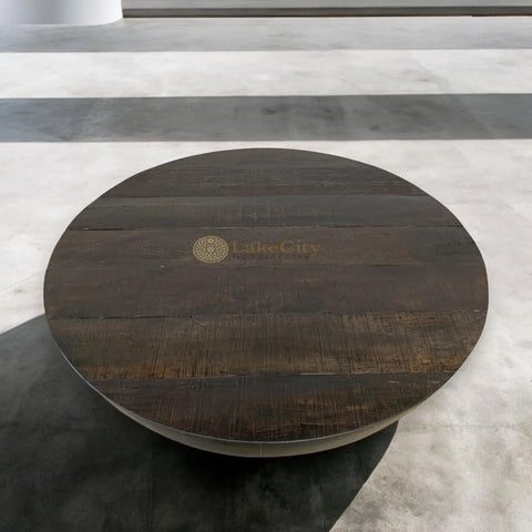 Hand-carved Semisfera Reclaimed Wood Coffee Table Charcoal Brown
