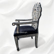 Handcarved MOP Inlay Ornate Flower Chair Black 3