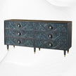 Handcarved Gulliver Six Drawer Dresser Green 2