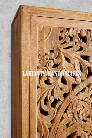 Hand-carved Lombok 2 Door Armoire Natural Brown | Hand-carved Lombok 2 Door Wardrobe Brown