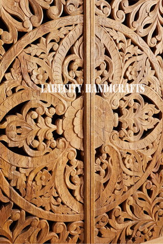Hand-carved Lombok 2 Door Armoire Natural Brown | Hand-carved Lombok 2 Door Wardrobe Brown