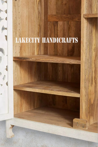Hand-carved Lombok 2 Door Armoire Natural Brown | Hand-carved Lombok 2 Door Wardrobe Brown