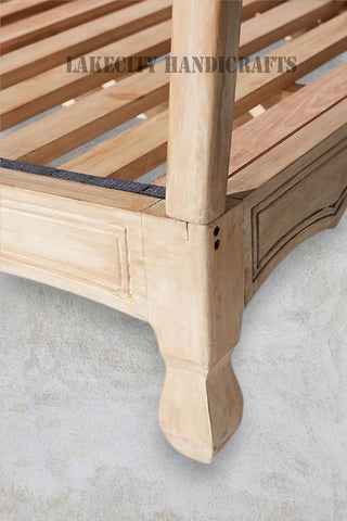 Hand-carved Lotus Design Day-bed Natural Brown