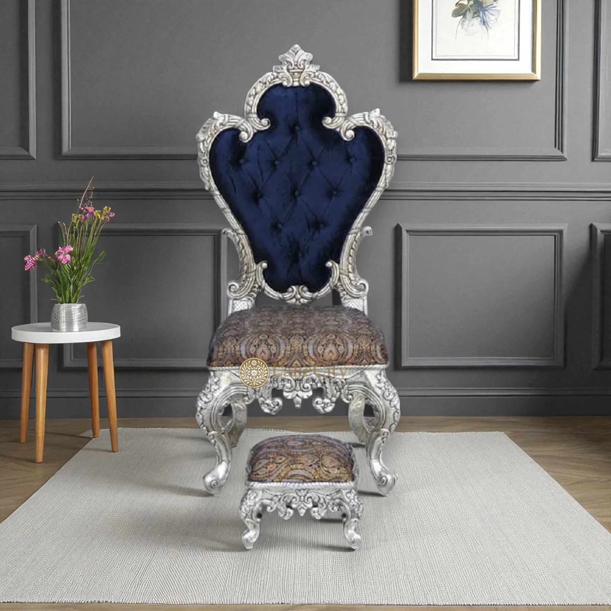 Silver Springstone Chair Handcrafted Huyo Silver King Chair with Ottoman – Lakecity Handicrafts