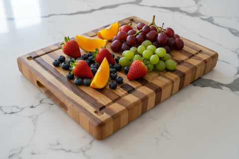 Handcrafted Walnut & White oak Stripe Design Cutting and Chopping Board