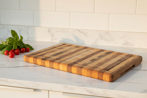 Handcrafted Walnut & White oak Stripe Design Cutting and Chopping Board