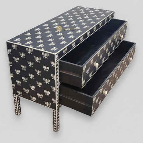 Hazel Bone Inlay 2 Drawer Sideboard Black