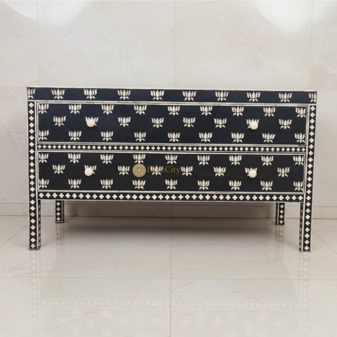 Hazel Bone Inlay 2 Drawer Sideboard Black