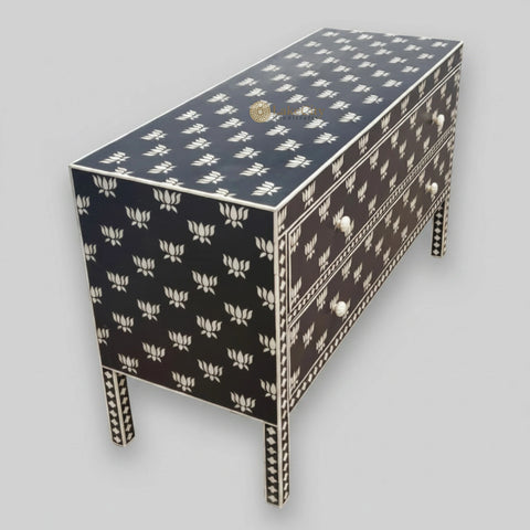 Hazel Bone Inlay 2 Drawer Sideboard Black