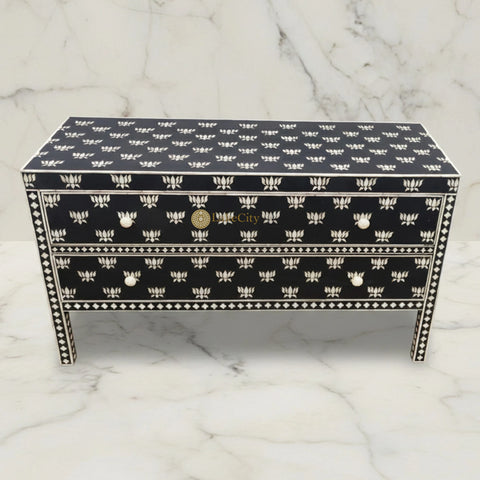 Hazel Bone Inlay 2 Drawer Sideboard Black