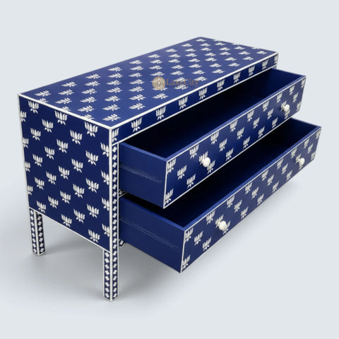 Hazel Bone Inlay 2 Drawer Sideboard Indigo Blue