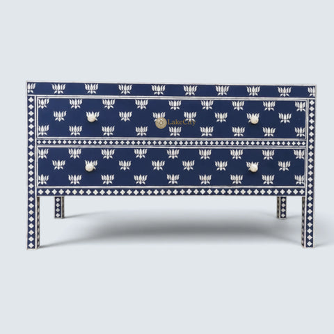 Hazel Bone Inlay 2 Drawer Sideboard Indigo Blue