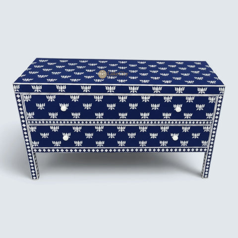 Hazel Bone Inlay 2 Drawer Sideboard Indigo Blue